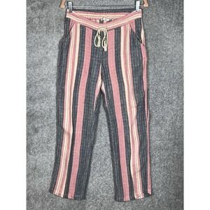Soft Surroundings Bahama Britches Pants Womens Sz XS Linen Rayon Striped Pockets